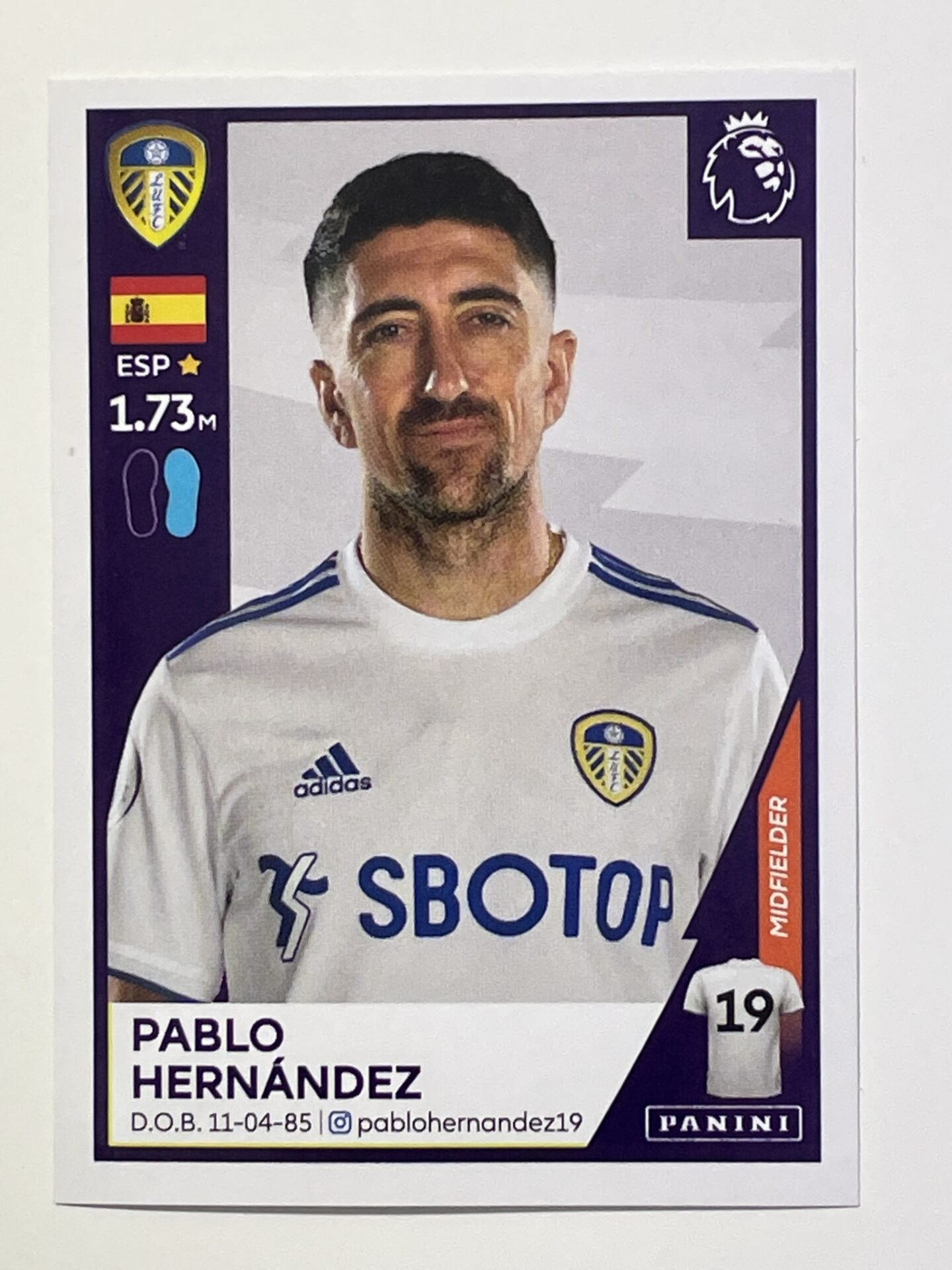 271 Pablo Hernandez Sticker Leeds United Premier League 2021 Football Sticker