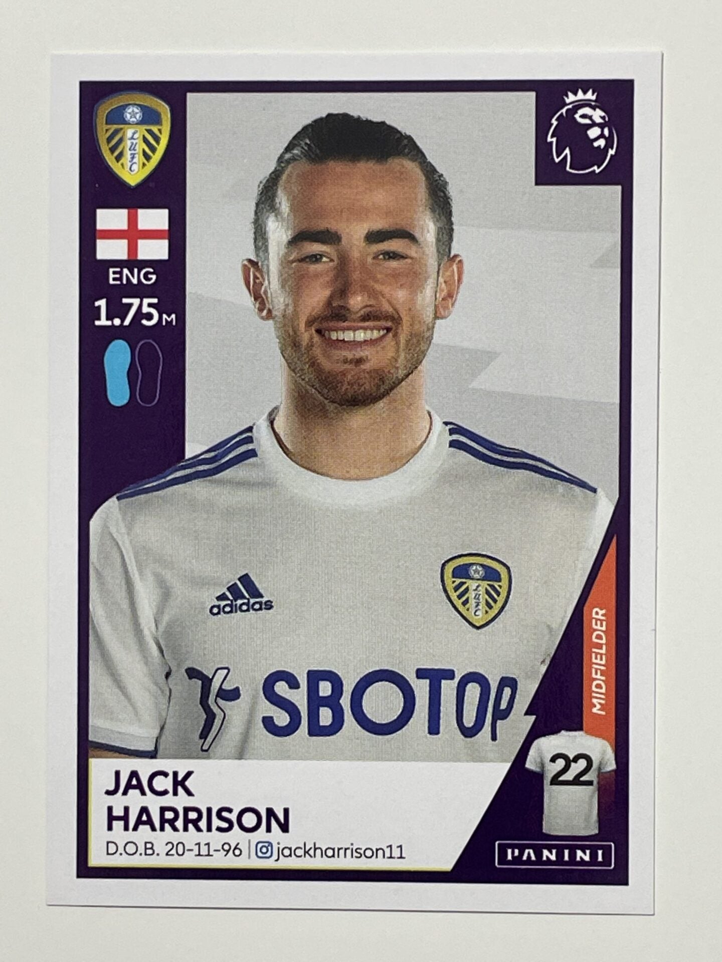 272 Jack Harrison Sticker Leeds United Premier League 2021 Football Sticker