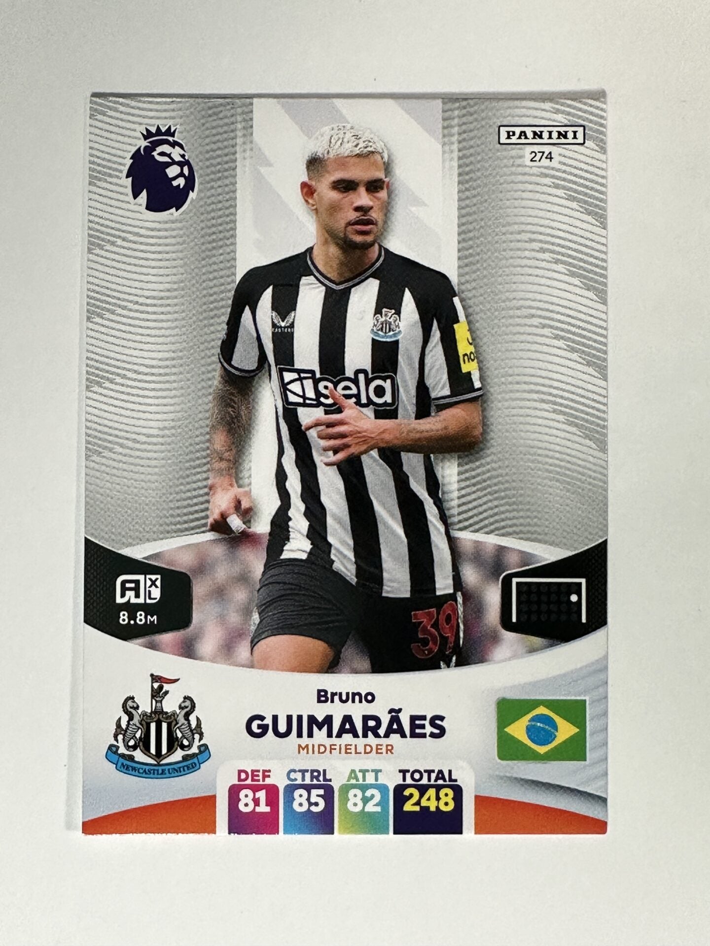 274 Bruno Guimaraes Newcastle Base Panini Premier League Adrenalyn XL 2024 Card