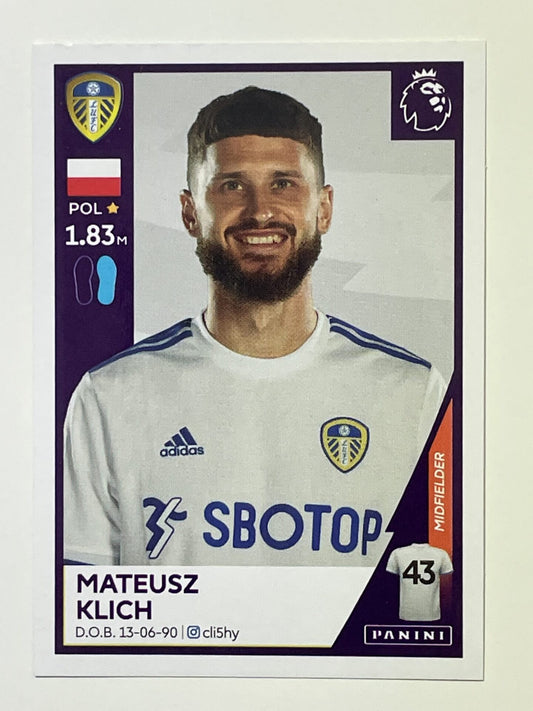 274 Mateusz Klich Sticker Leeds United Premier League 2021 Football Sticker