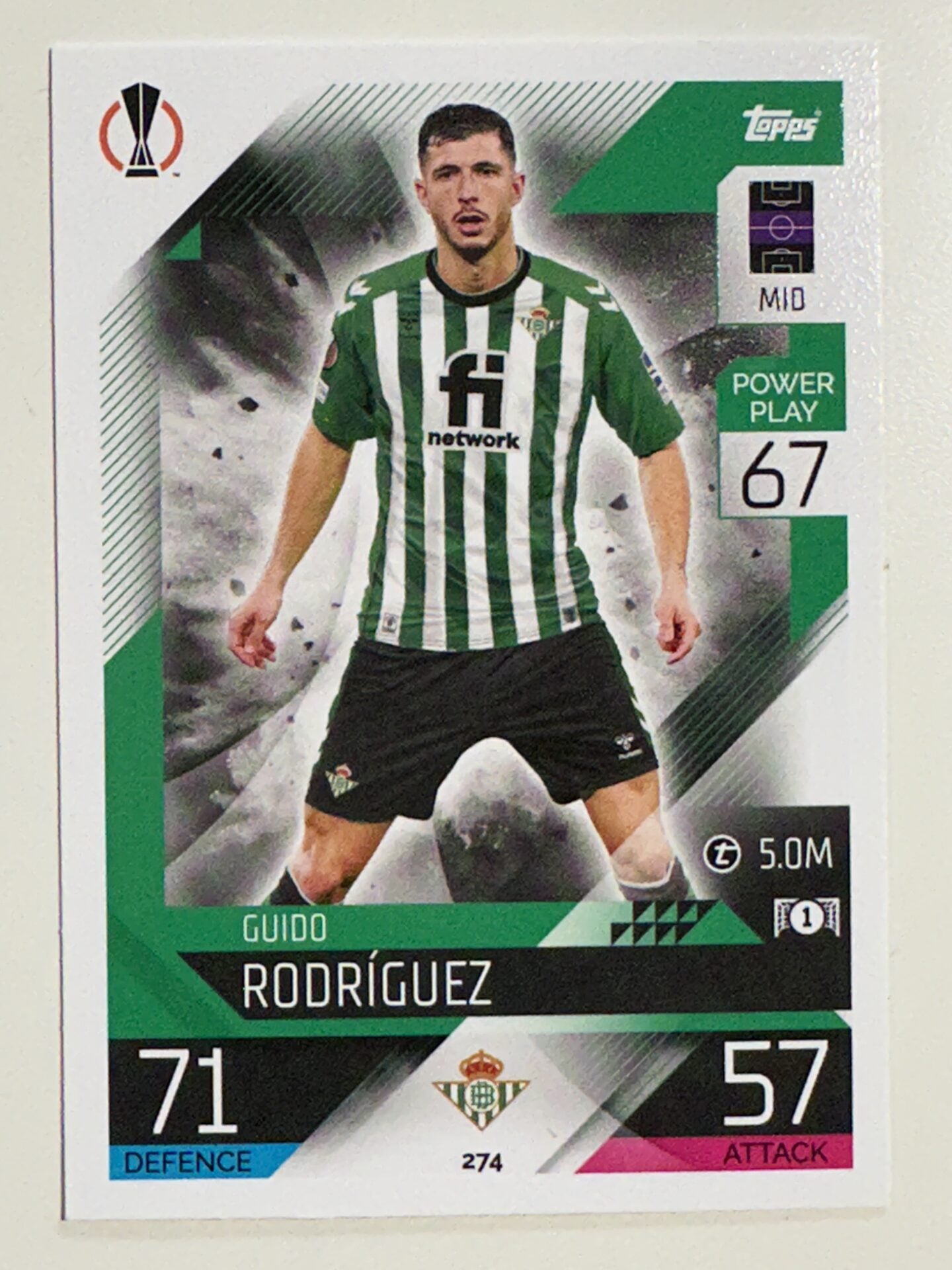 274. Guido Rodríguez (Real Betis Balompie) &#8211; Topps Match Attax 2022:2023 card