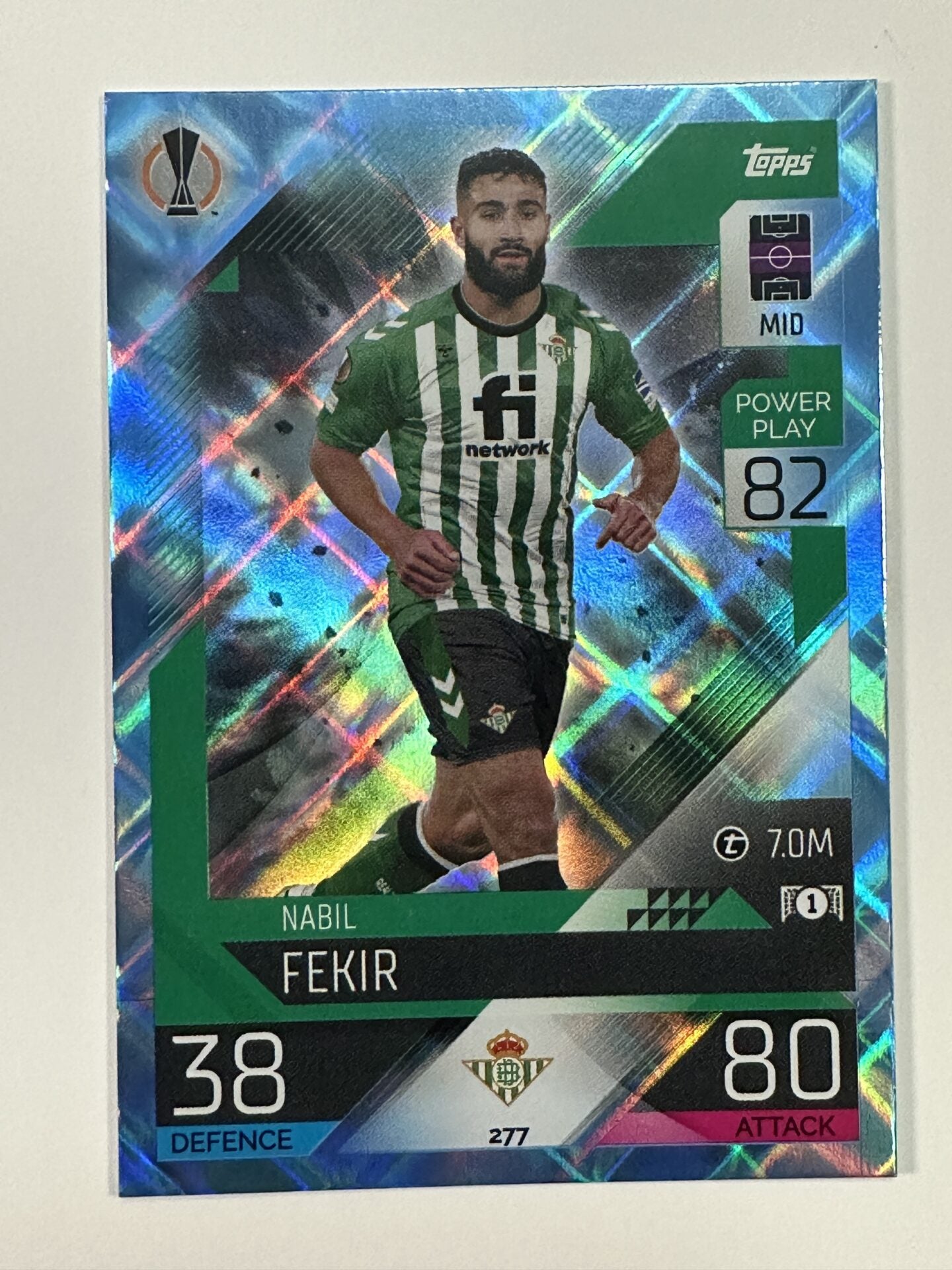 277 Nabil Fekir Base Crystal Foil Parallel (Real Betis) Topps Match Attax 2022:2023 Card