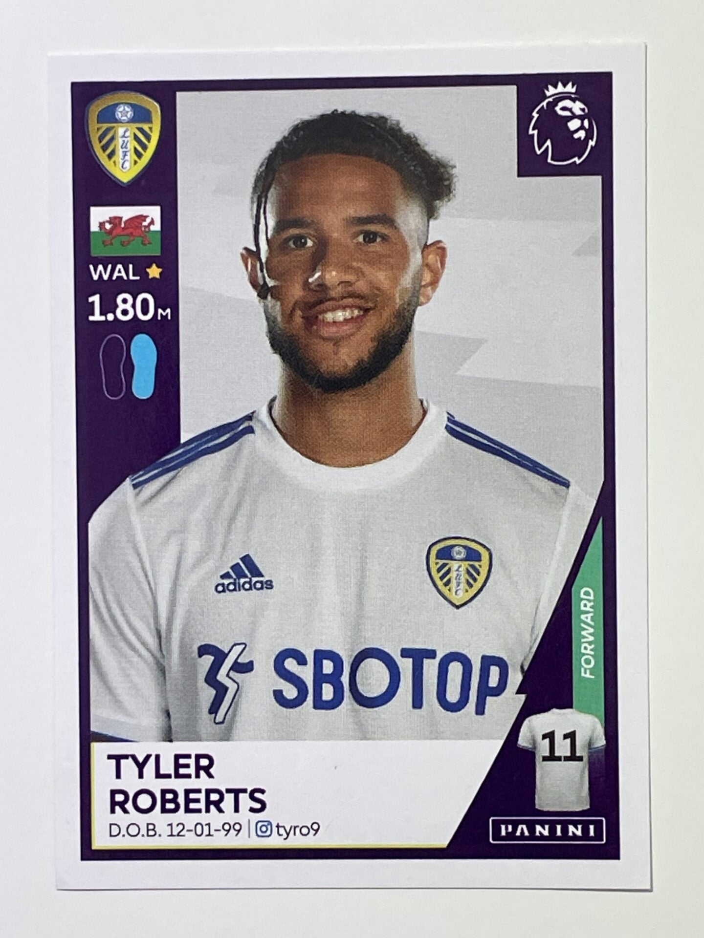 277 Tyler Roberts Sticker Leeds United Premier League 2021 Football Sticker