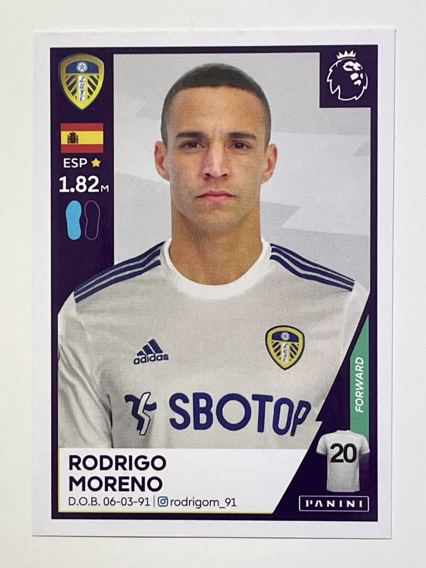 278 Rodrigo Moreno Sticker Leeds United Premier League 2021 Football Sticker