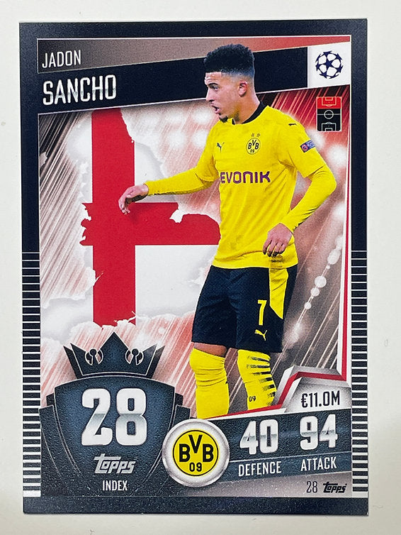 28. Jadon Sancho (Borussia Dortmund) Football Card &#8211; Match Attax 101 2021 Card