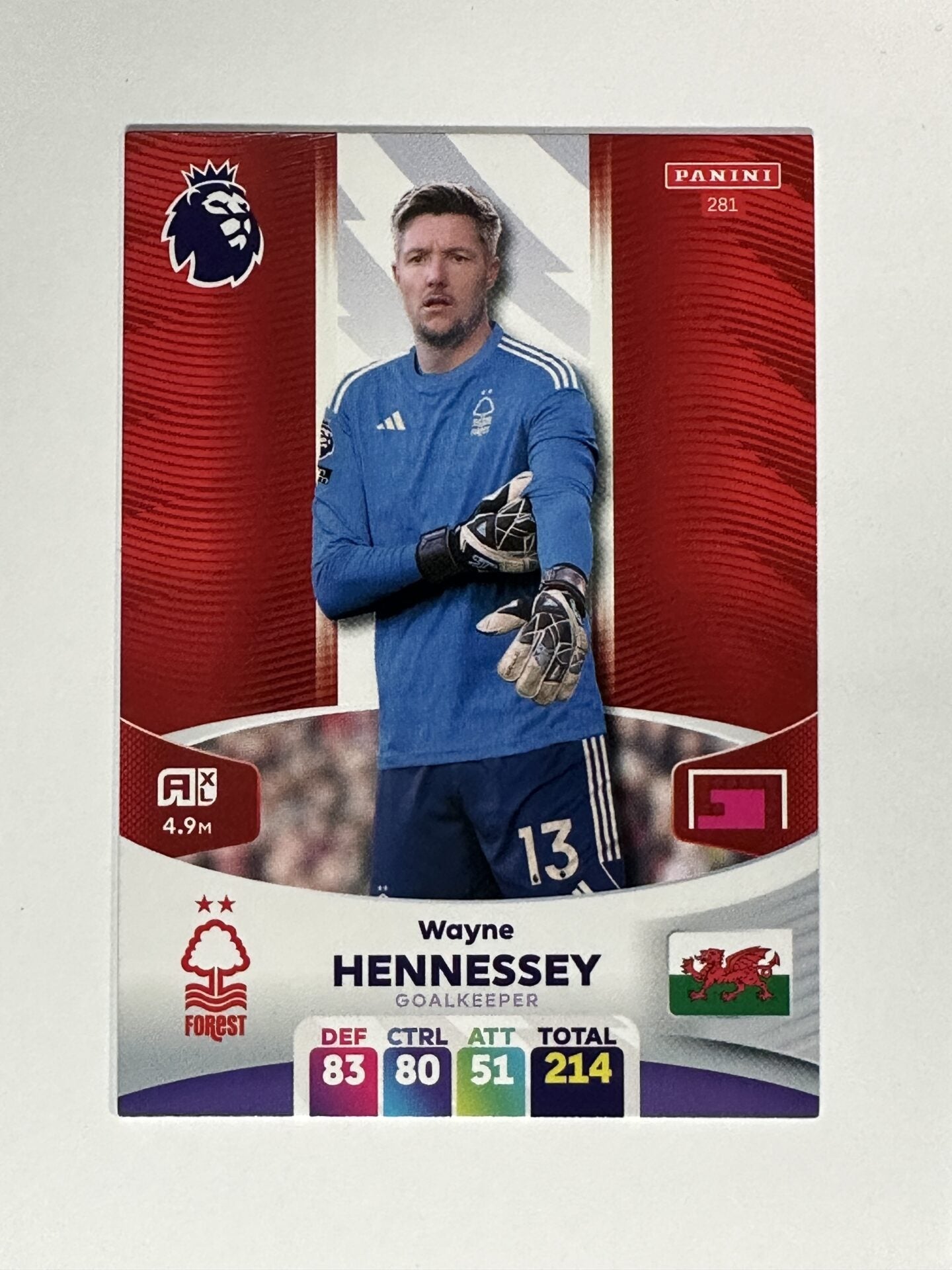 281 Wayne Hennessey Nottingham Forest Base Panini Premier League Adrenalyn XL 2024 Card