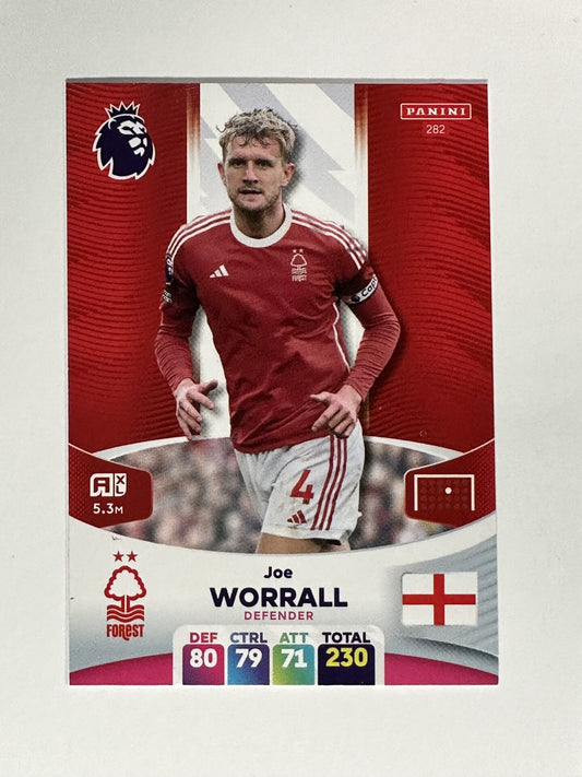 282 Joe Worrall Nottingham Forest Base Panini Premier League Adrenalyn XL 2024 Card