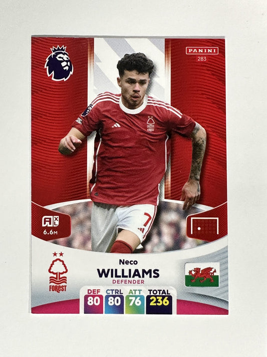 283 Neco Williams Nottingham Forest Base Panini Premier League Adrenalyn XL 2024 Card