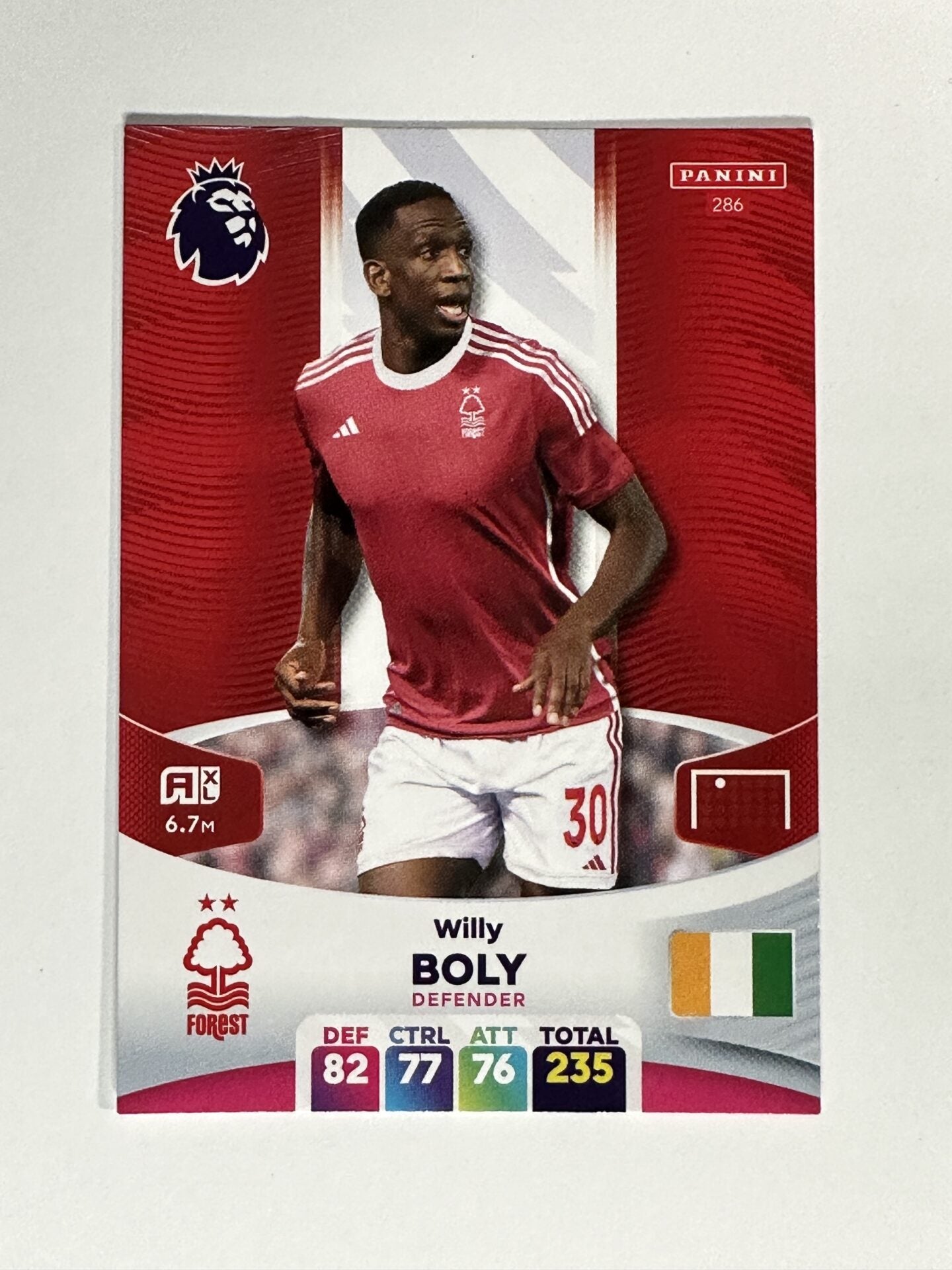 286 Willy Boly Nottingham Forest Base Panini Premier League Adrenalyn XL 2024 Card