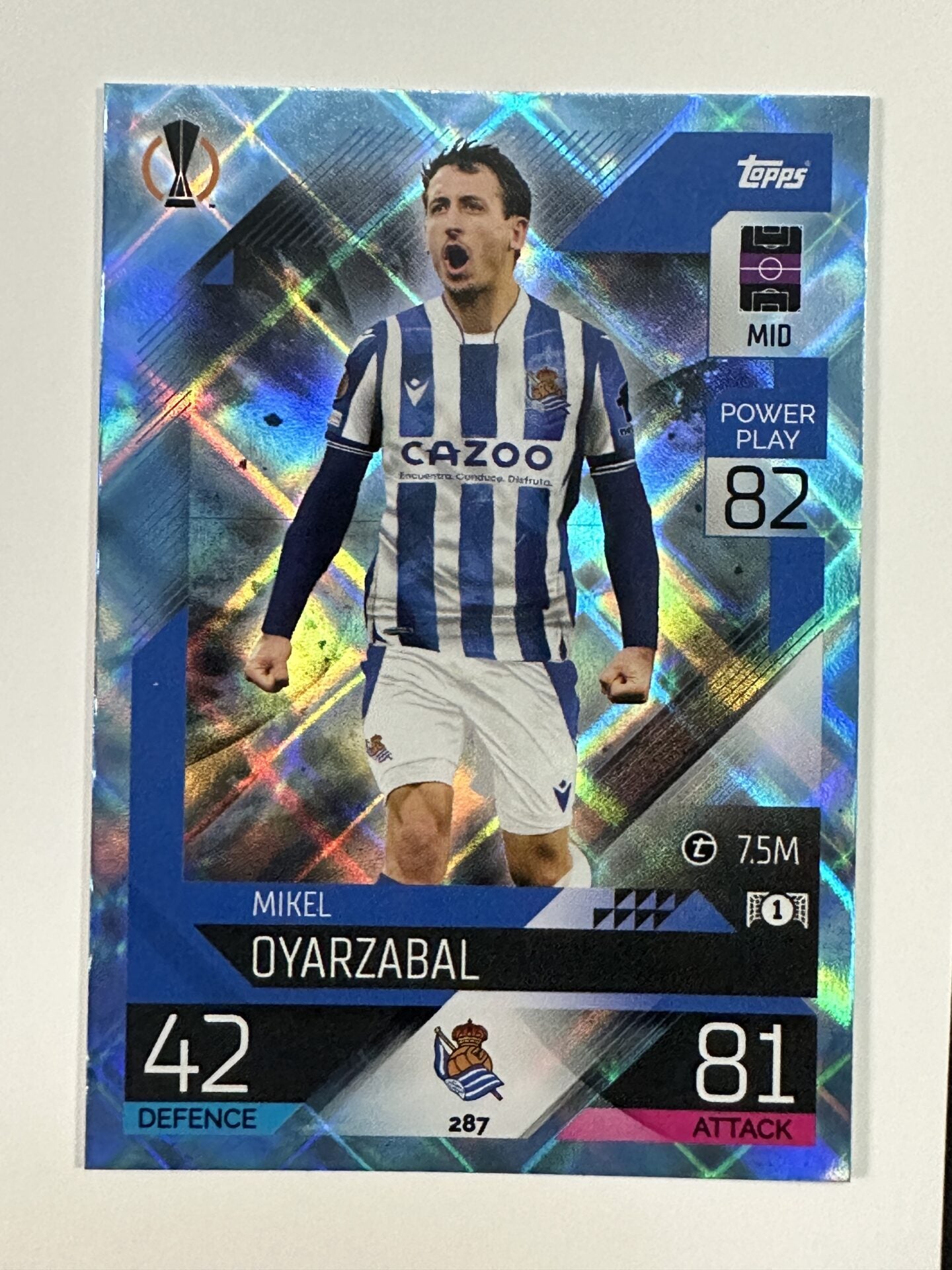 287 Mikel Oyarzabal Base Crystal Foil Parallel (Real Sociedad) Topps Match Attax 2022:2023 Card