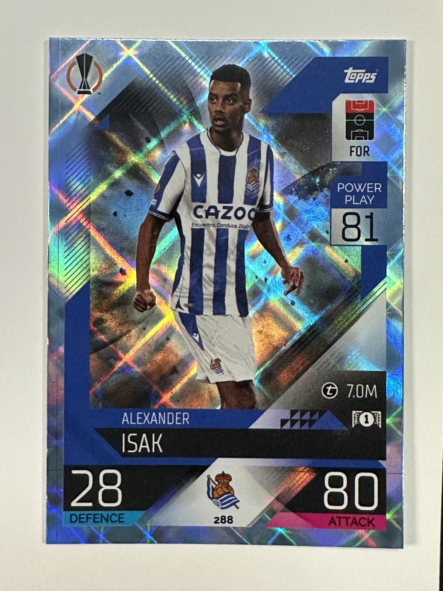 288 Alexander Isak Base Crystal Foil Parallel (Real Sociedad) Topps Match Attax 2022:2023 Card