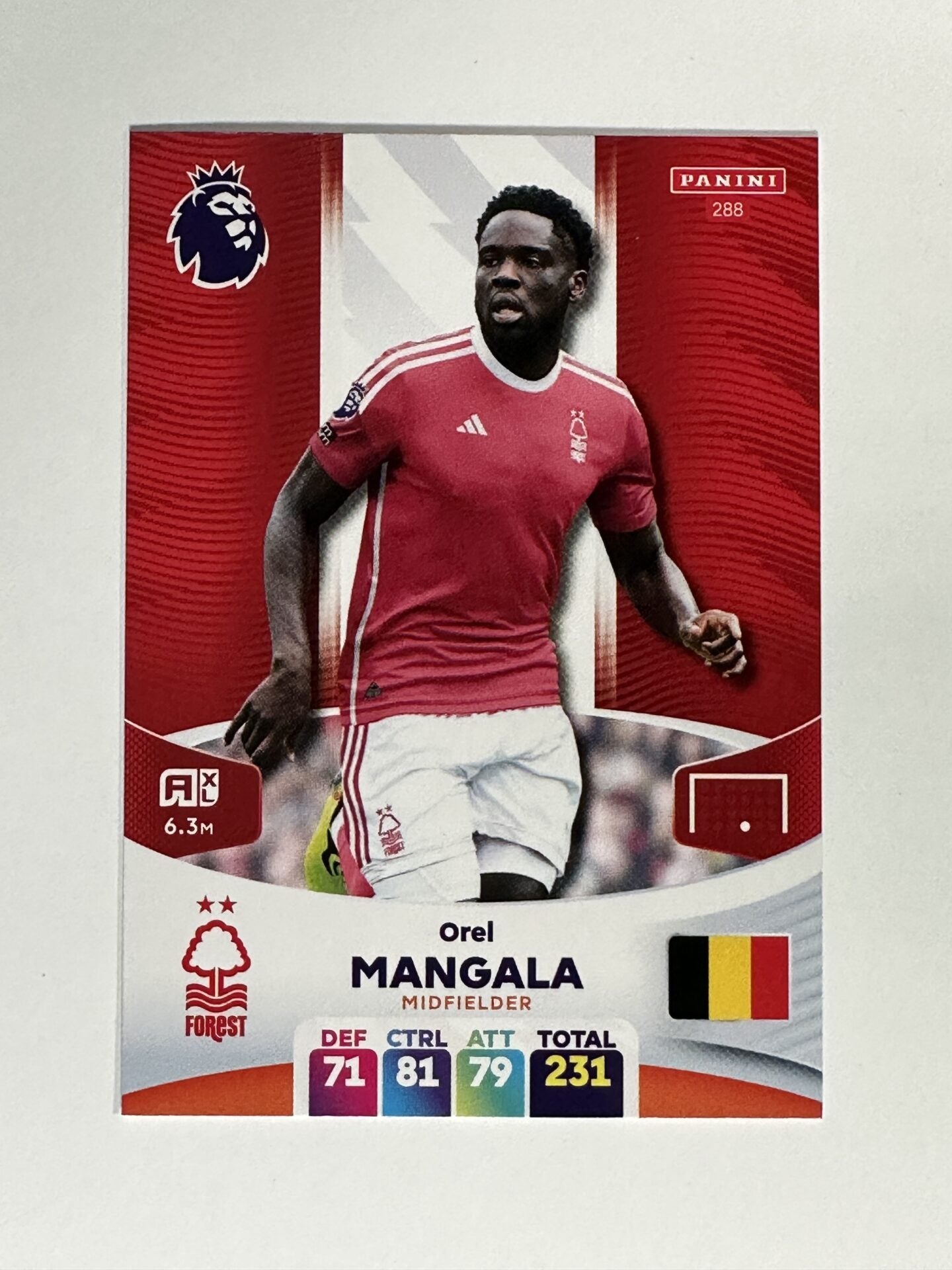 288 Orel Mangala Nottingham Forest Base Panini Premier League Adrenalyn XL 2024 Card