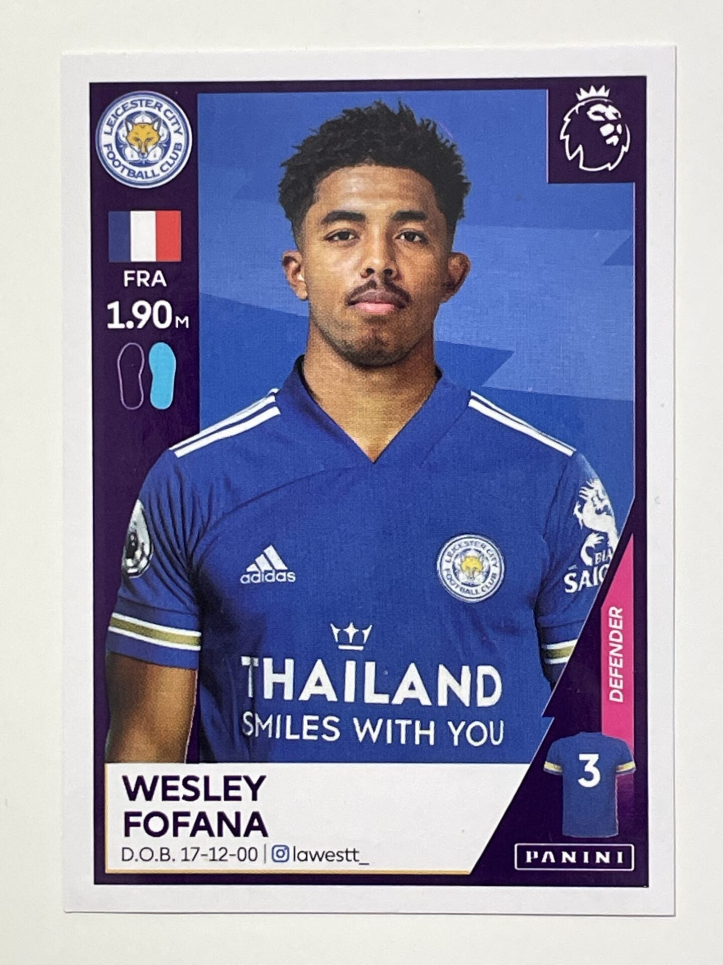 288 Wesley Fofana Sticker Leicester City Premier League 2021 Football Sticker