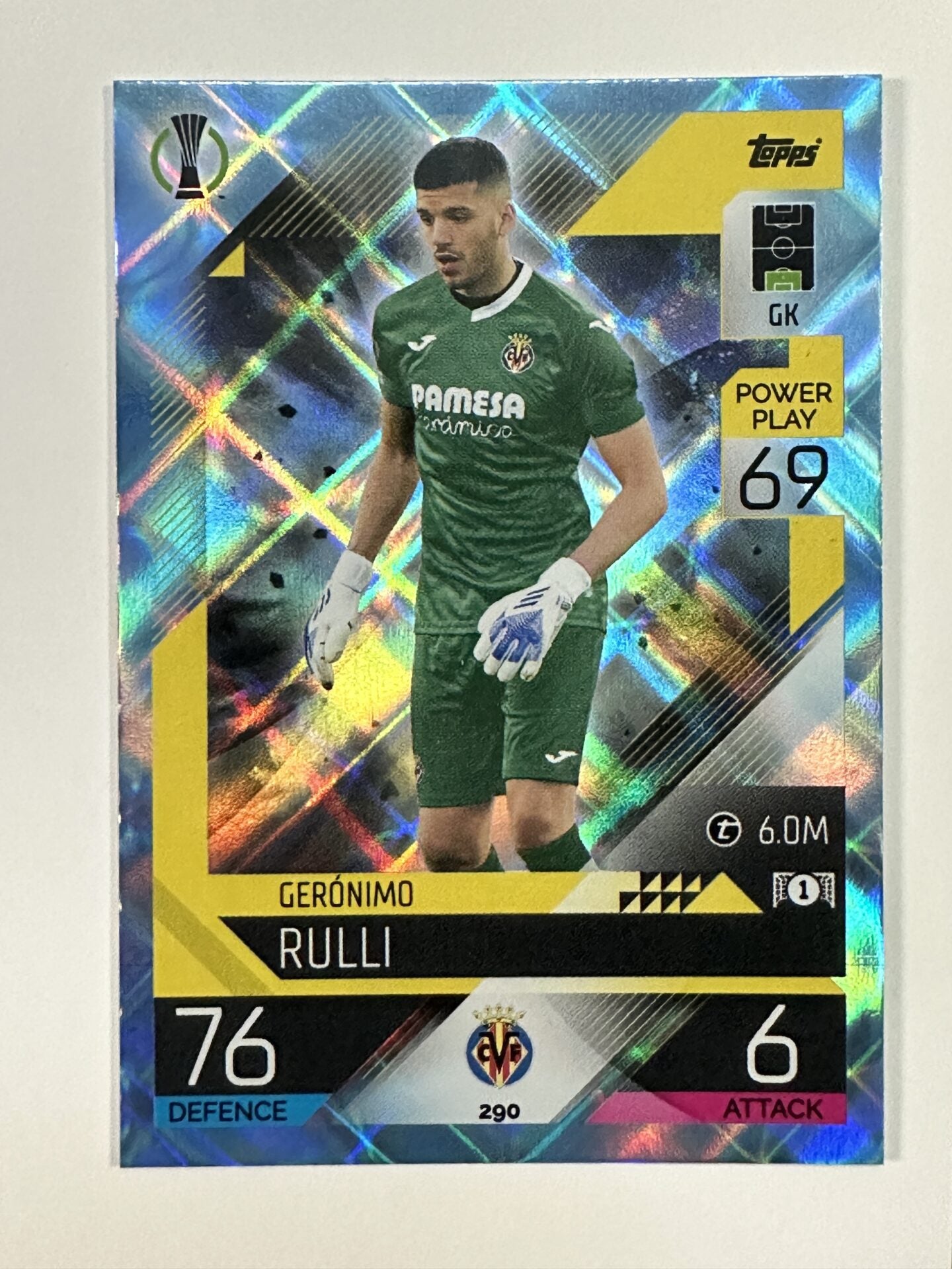 290 Geronimo Rulli Base Crystal Foil Parallel (Villarreal) Topps Match Attax 2022:2023 Card