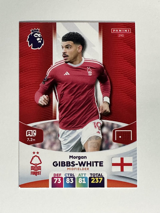 290 Morgan Gibbs-White Nottingham Forest Base Panini Premier League Adrenalyn XL 2024 Card