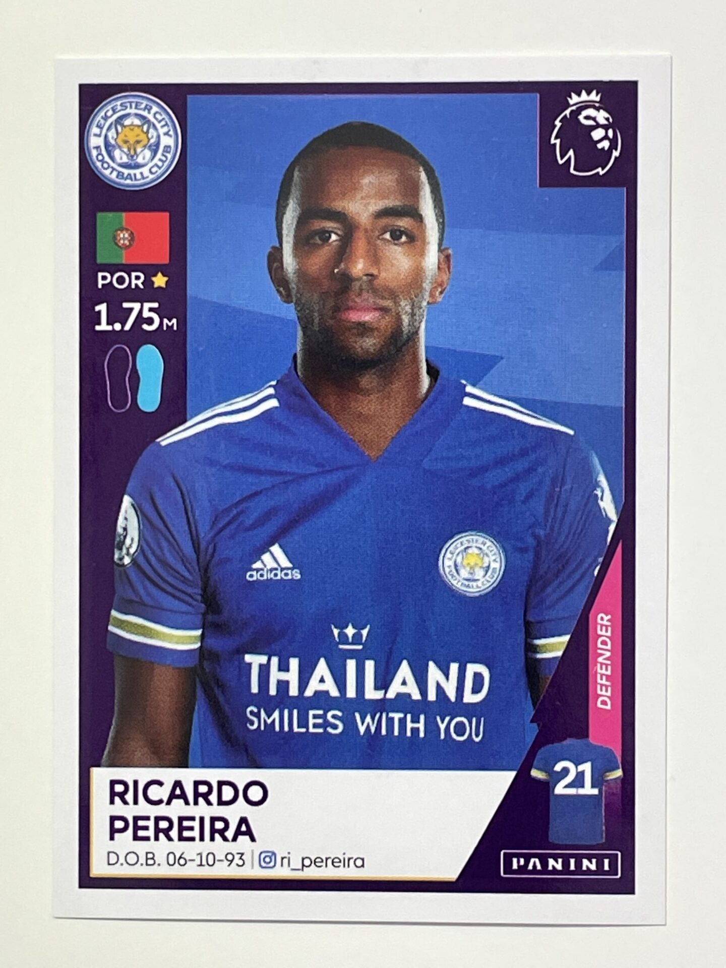 292 Ricardo Pereira Sticker Leicester City Premier League 2021 Football Sticker