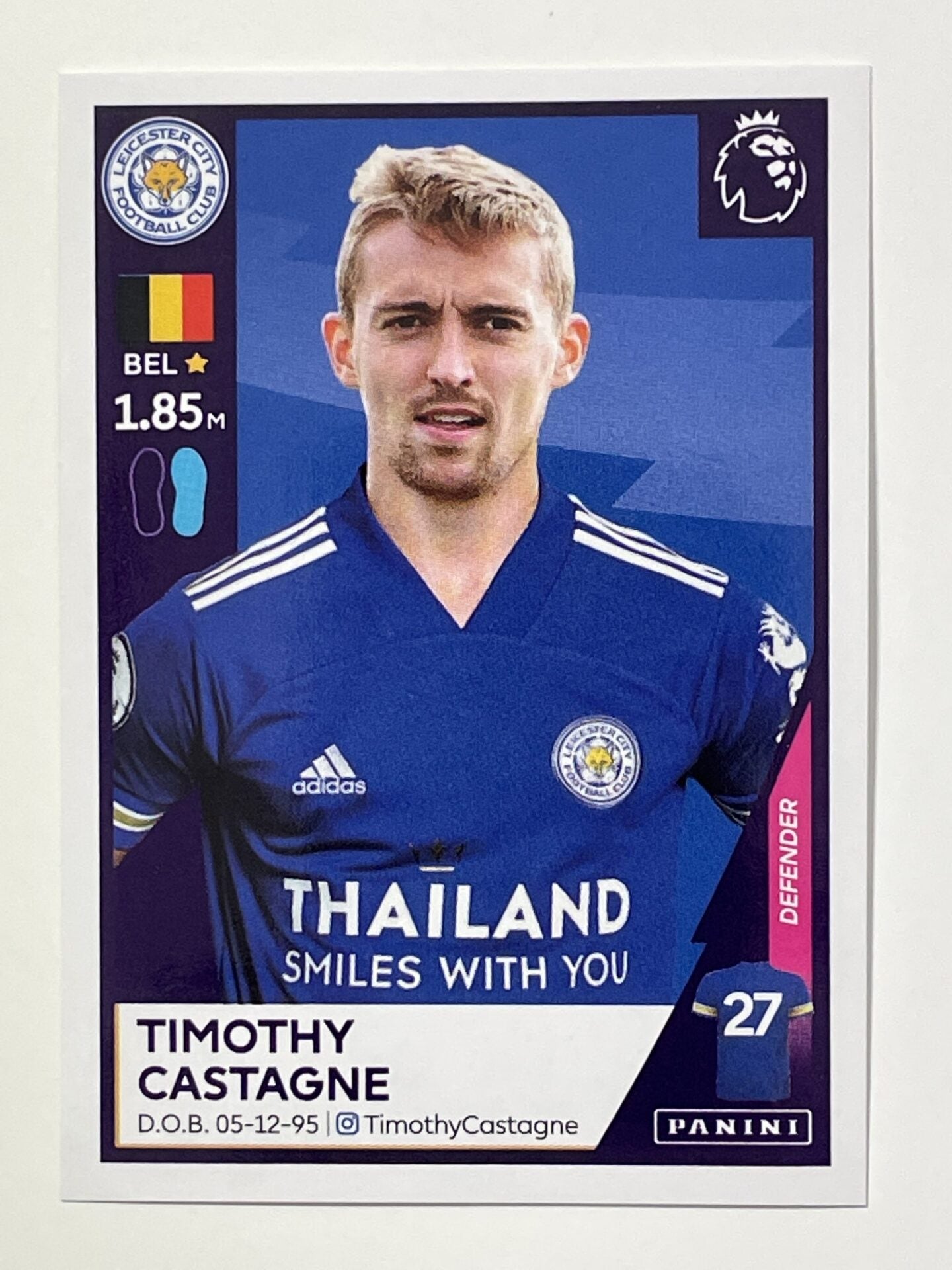 293 Timothy Castagne Sticker Leicester City Premier League 2021 Football Sticker