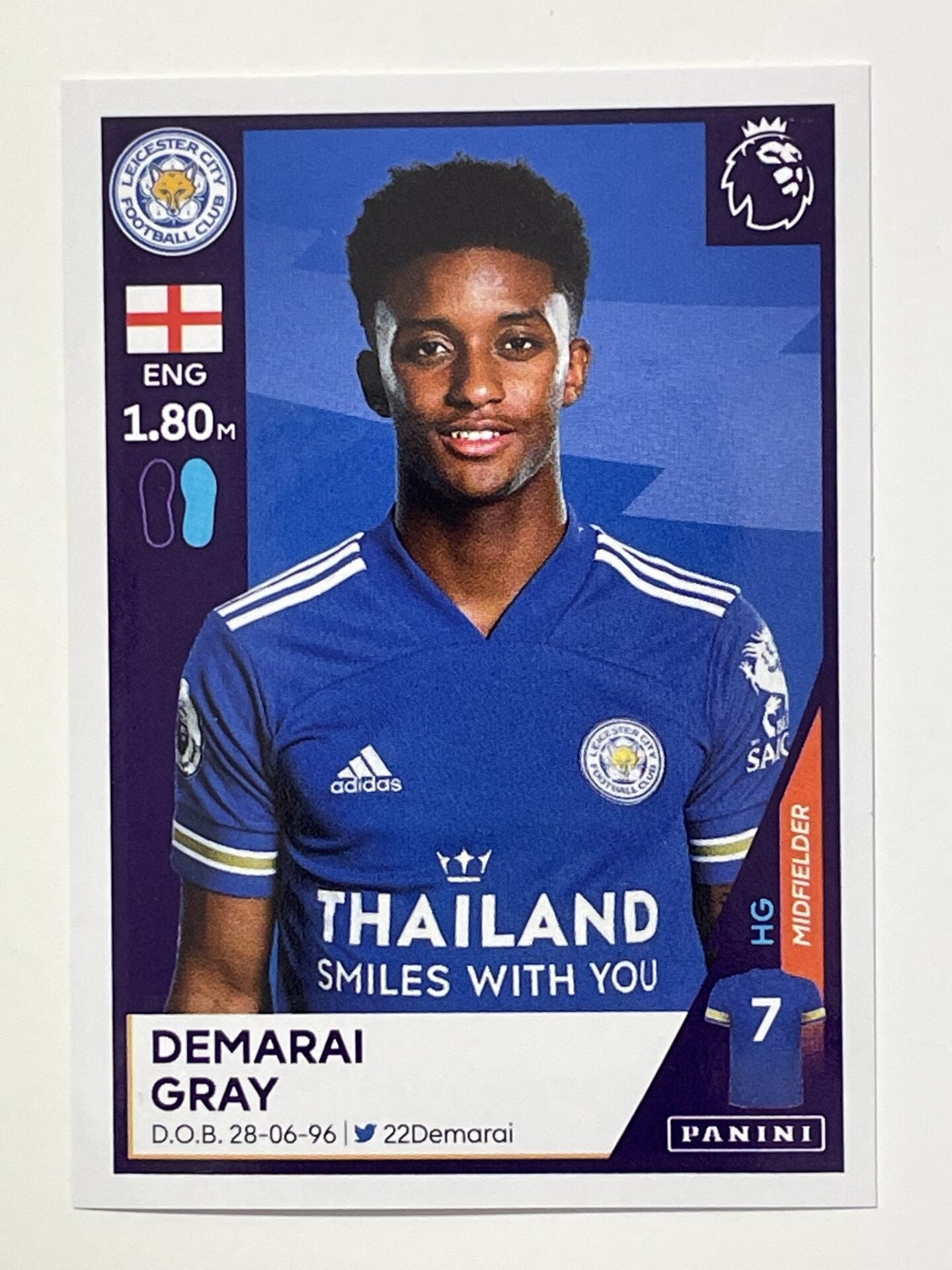 294 Demarai Gray Sticker Leicester City Premier League 2021 Football Sticker