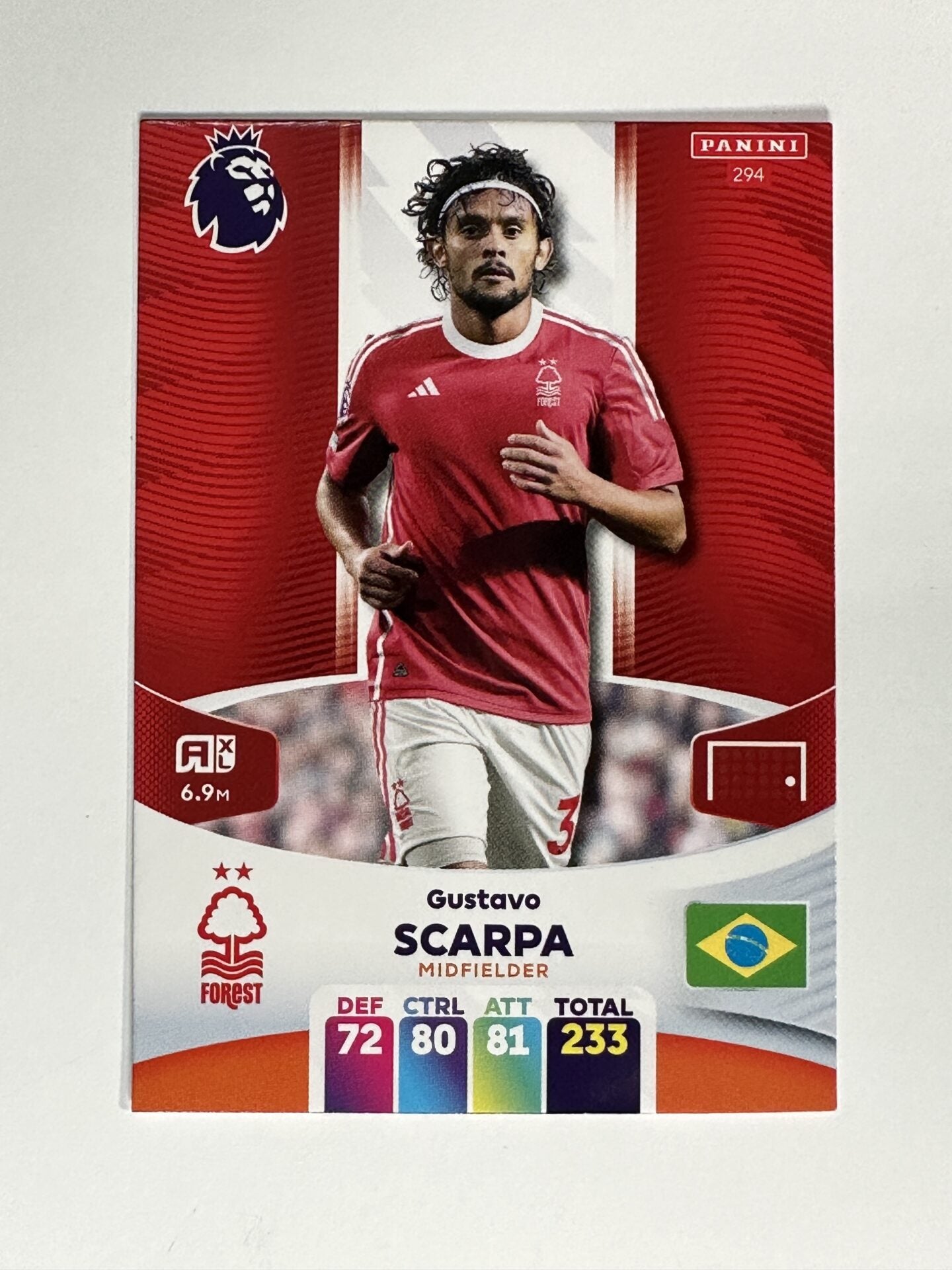 294 Gustavo Scarpa Nottingham Forest Base Panini Premier League Adrenalyn XL 2024 Card