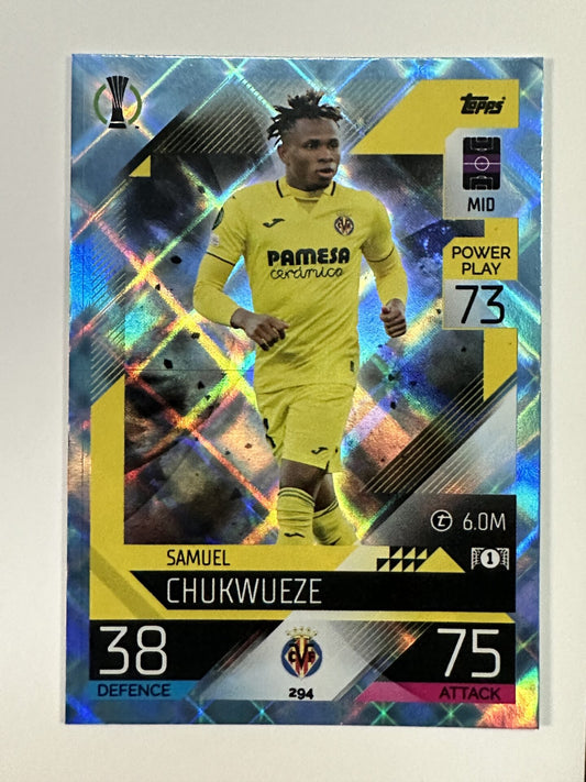 294 Samuel Chukwueze Base Crystal Foil Parallel (Villarreal) Topps Match Attax 2022:2023 Card