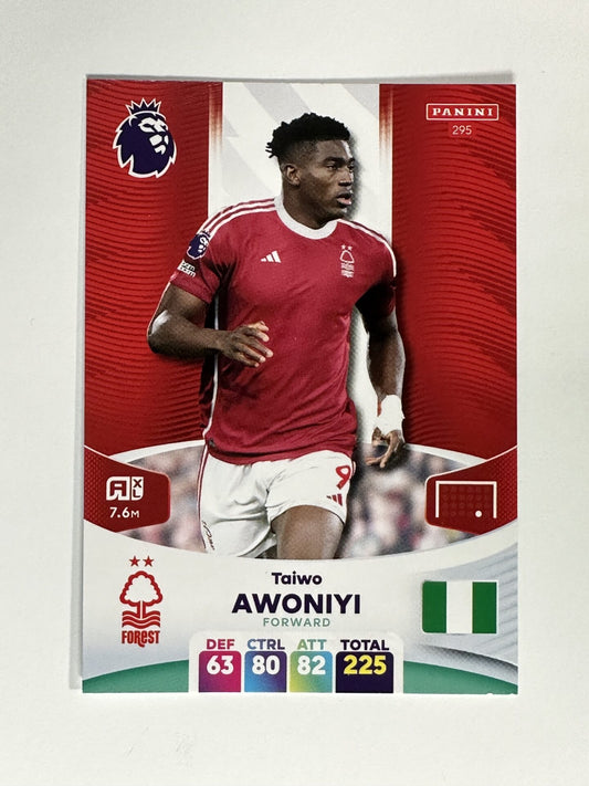 295 Taiwo Awoniyi Nottingham Forest Base Panini Premier League Adrenalyn XL 2024 Card