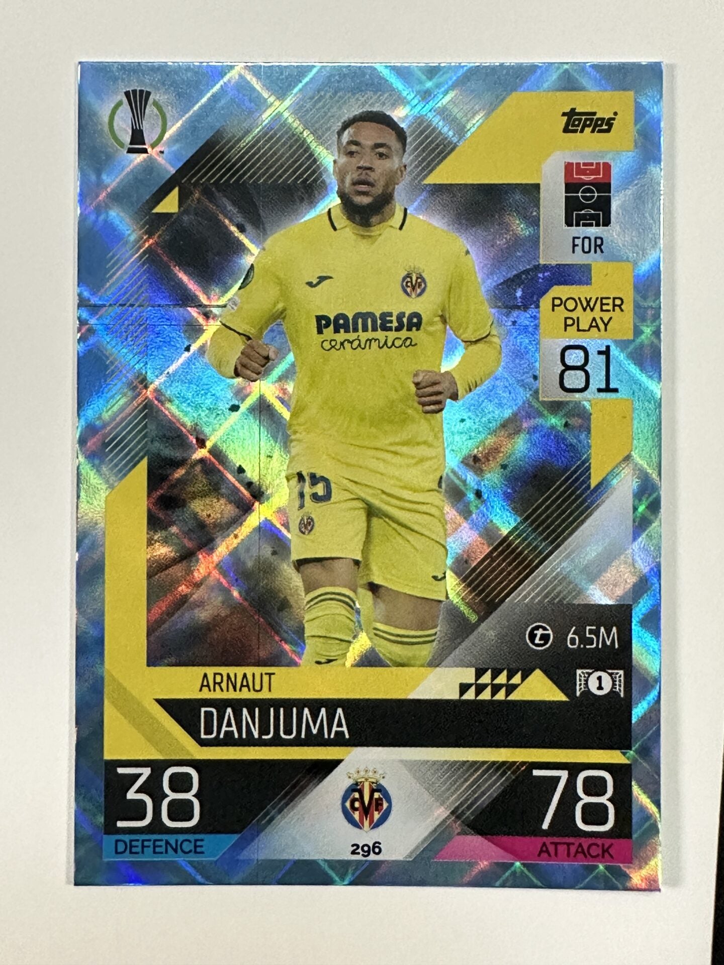 296 Arnaut Danjuma Base Crystal Foil Parallel (Villarreal) Topps Match Attax 2022:2023 Card