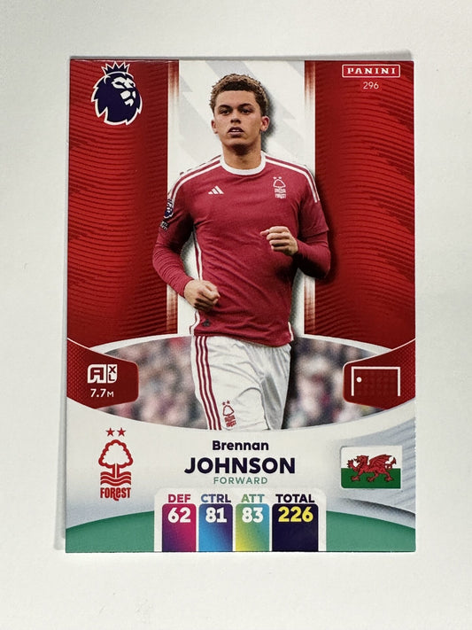 296 Brennan Johnson Nottingham Forest Base Panini Premier League Adrenalyn XL 2024 Card