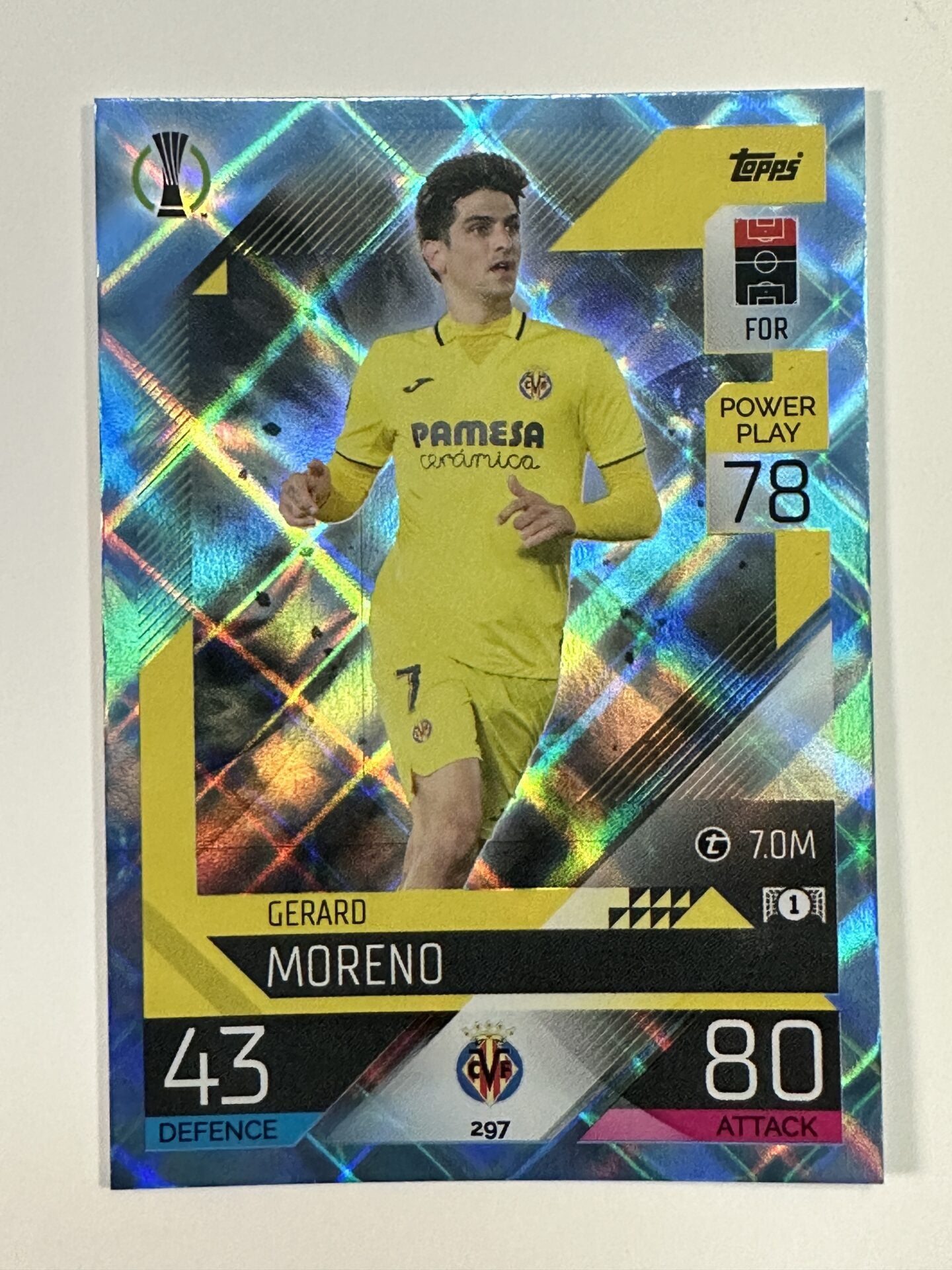 297 Gerard Moreno Base Crystal Foil Parallel (Villarreal) Topps Match Attax 2022:2023 Card