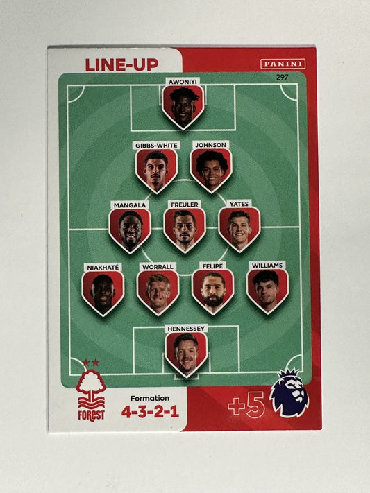 297 Lineup Nottingham Forest Base Panini Premier League Adrenalyn XL 2024 Card