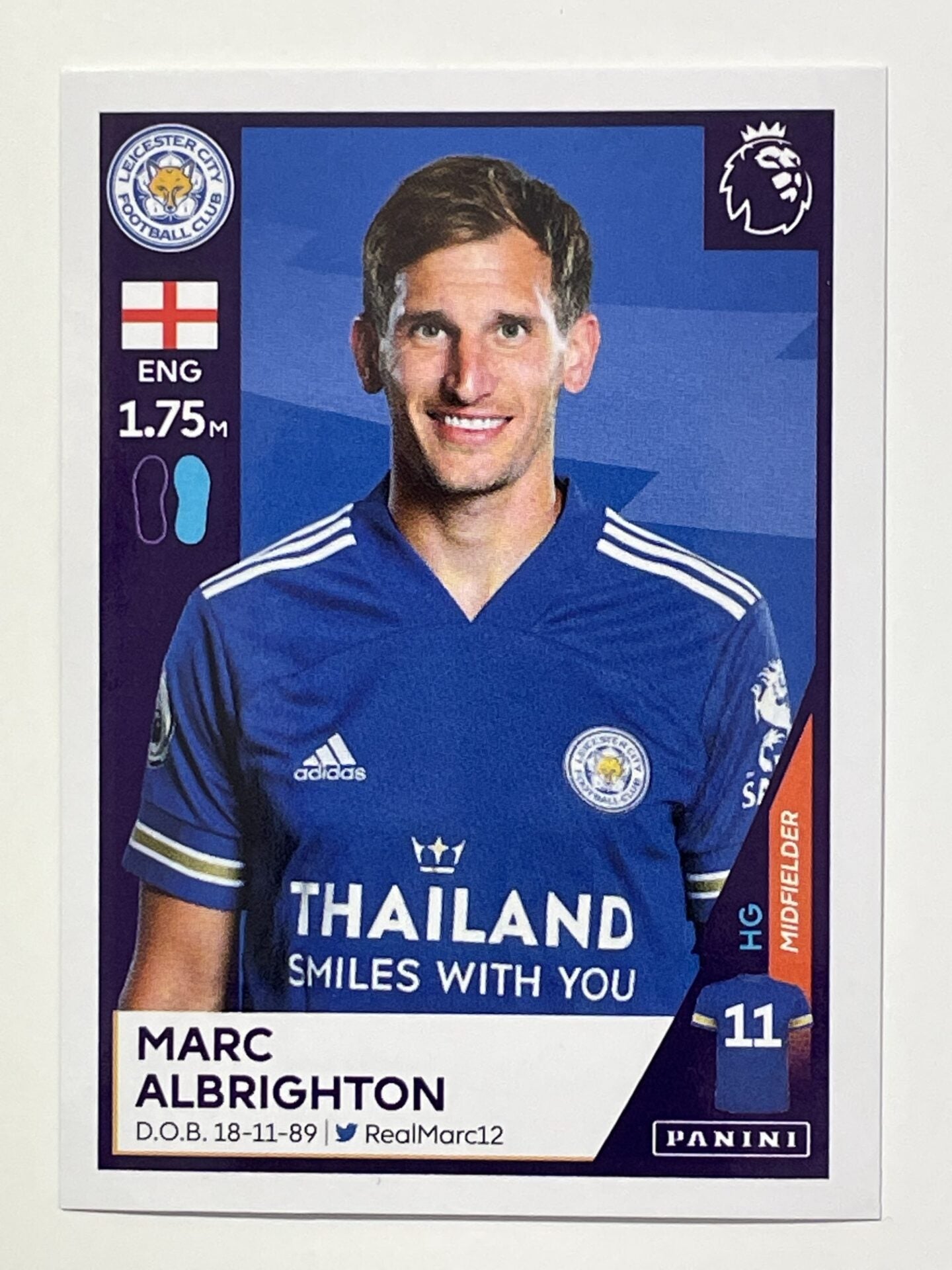 298 Marc Albrighton Sticker Leicester City Premier League 2021 Football Sticker