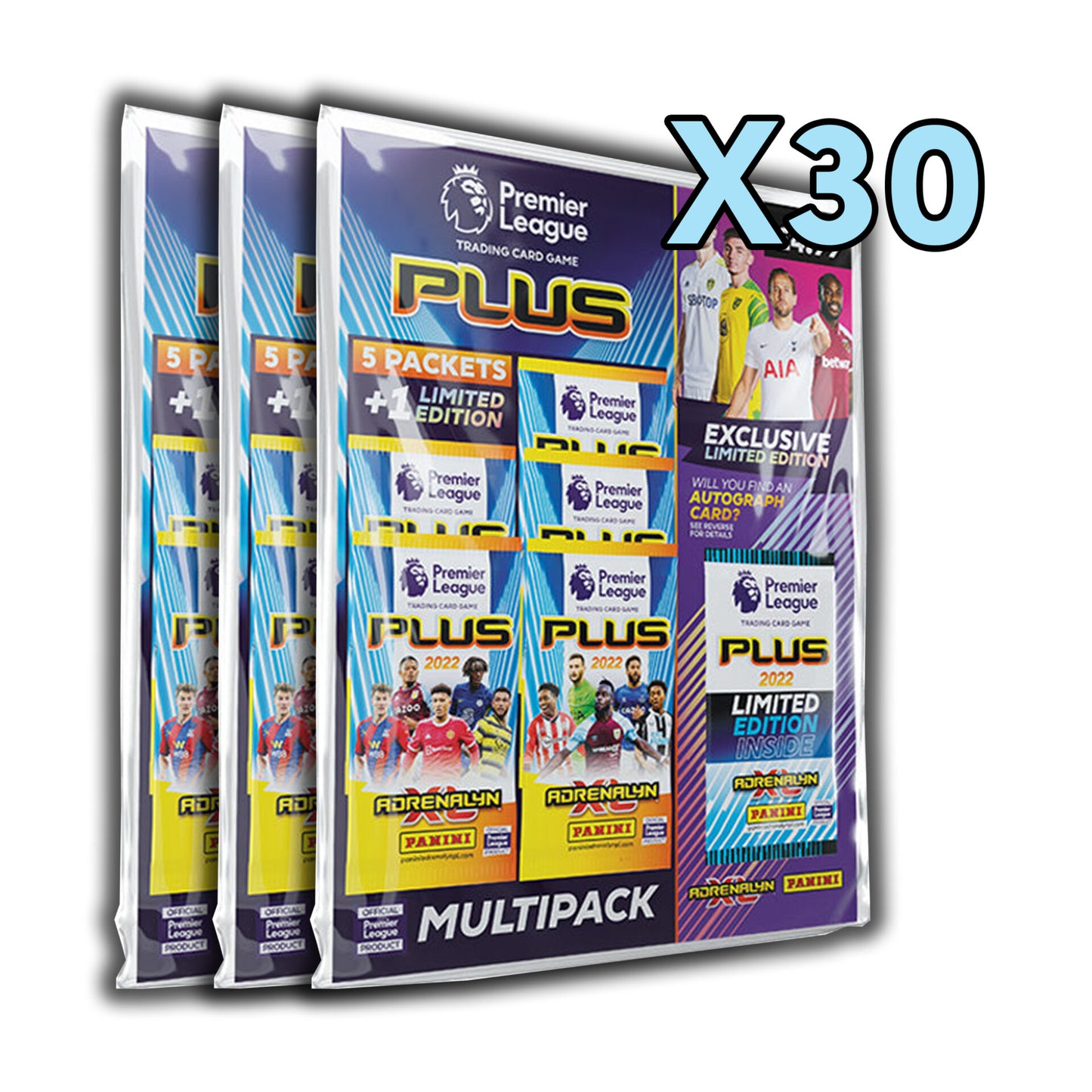 30 Multipacks Panini Adrenalyn XL PLUS 2022 Premier League