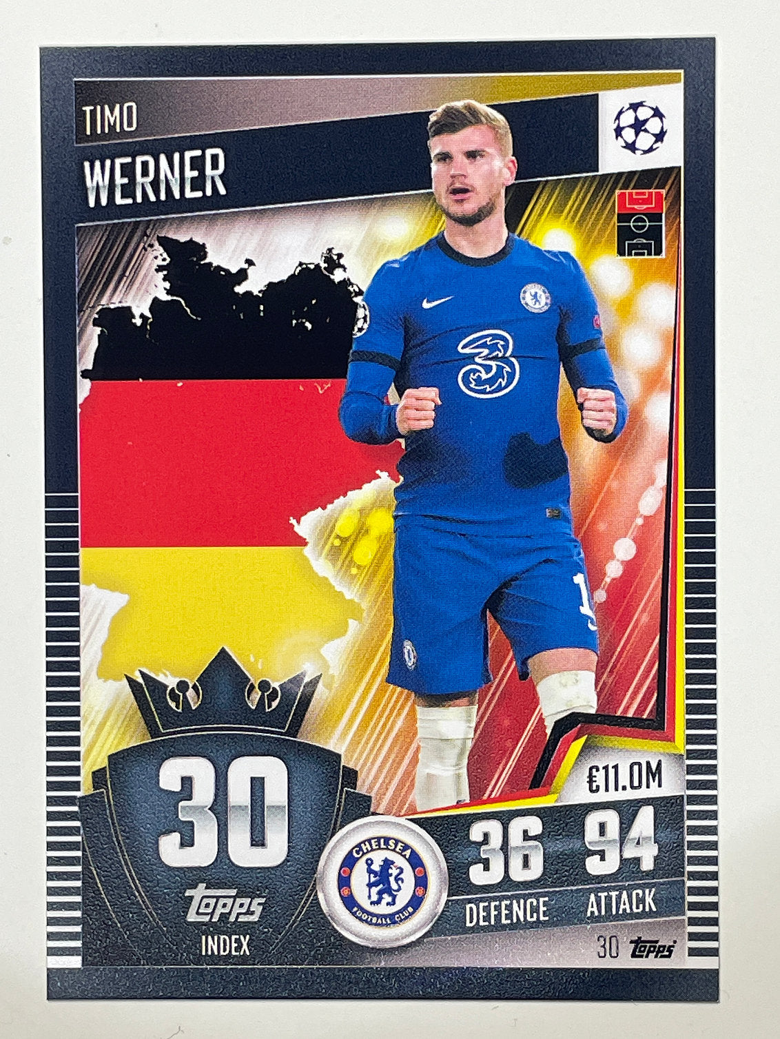 30. Timo Werner (Chelsea) Football Card &#8211; Match Attax 101 2021 Card