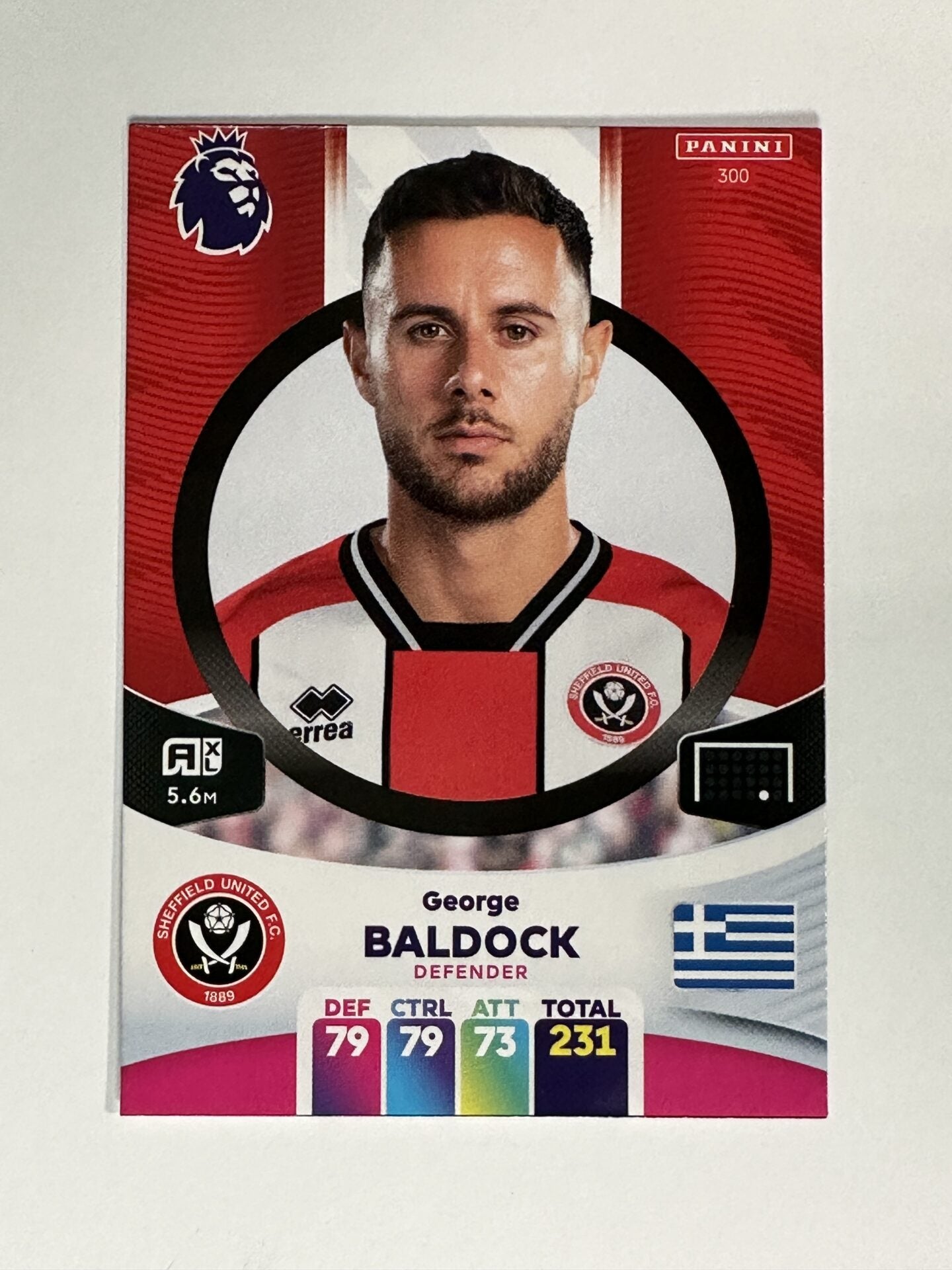 300 George Baldock Sheffield United Base Panini Premier League Adrenalyn XL 2024 Card