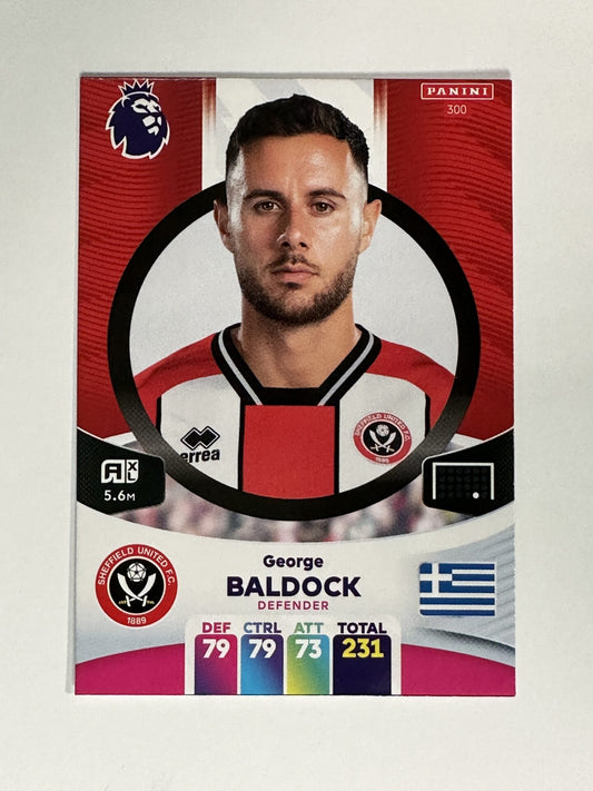 300 George Baldock Sheffield United Base Panini Premier League Adrenalyn XL 2024 Card