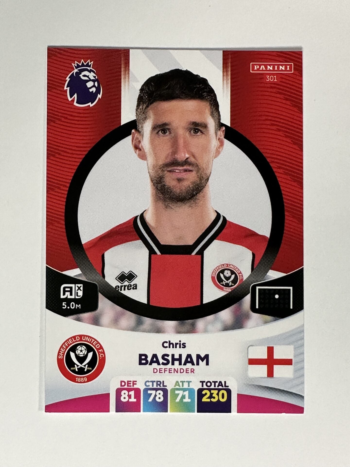 301 Chris Basham Sheffield United Base Panini Premier League Adrenalyn XL 2024 Card