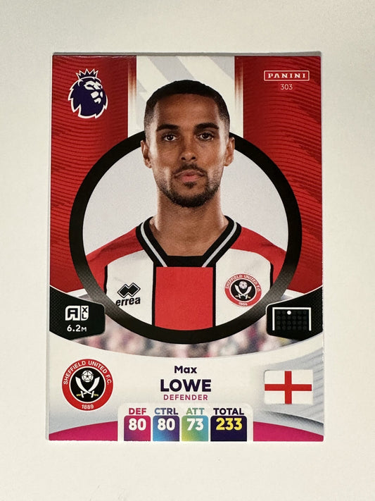 303 Max Lowe Sheffield United Base Panini Premier League Adrenalyn XL 2024 Card