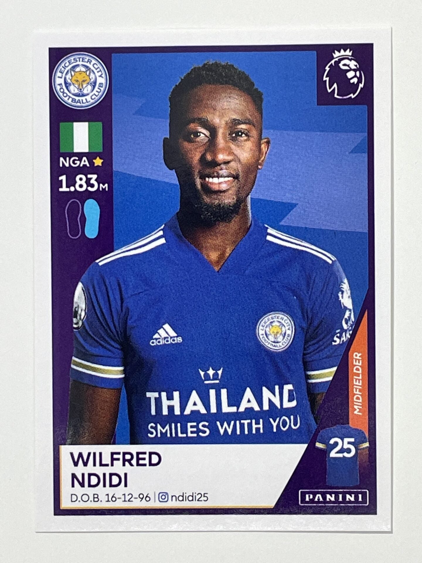 303 Wilfred Ndidi Sticker Leicester City Premier League 2021 Football Sticker