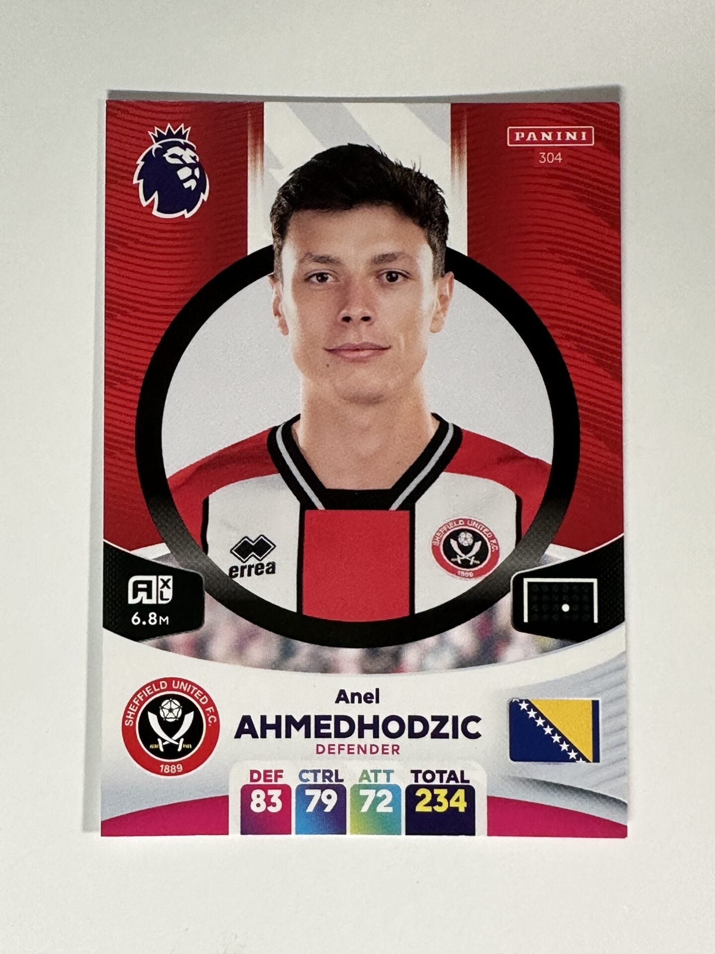 304 Anel Ahmedhodzic Sheffield United Base Panini Premier League Adrenalyn XL 2024 Card