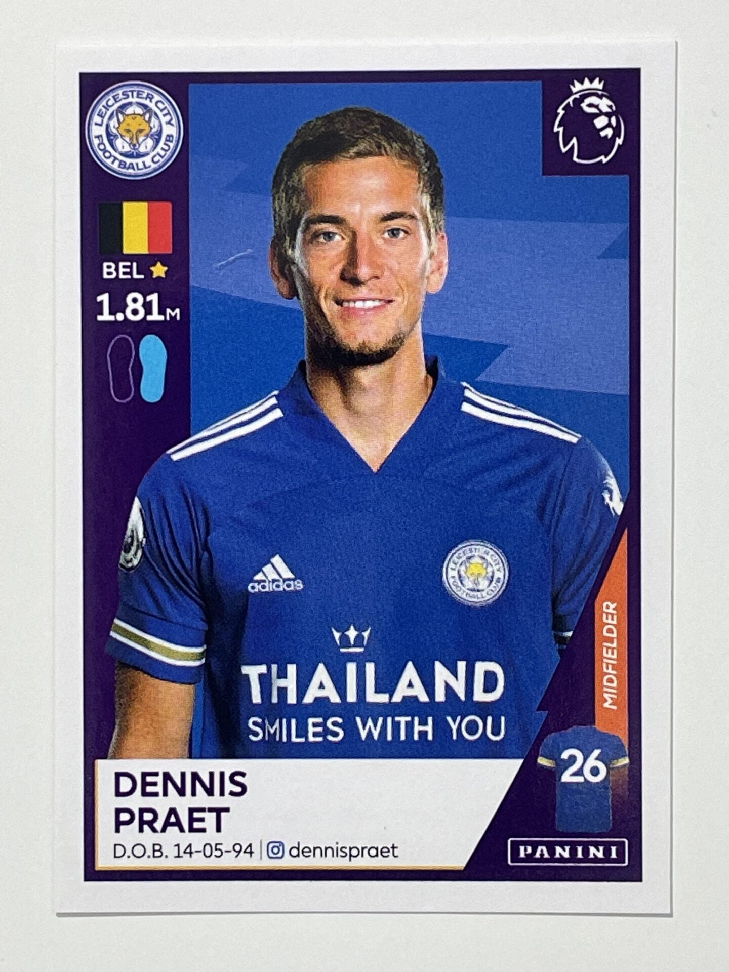 304 Dennis Praet Sticker Leicester City Premier League 2021 Football Sticker