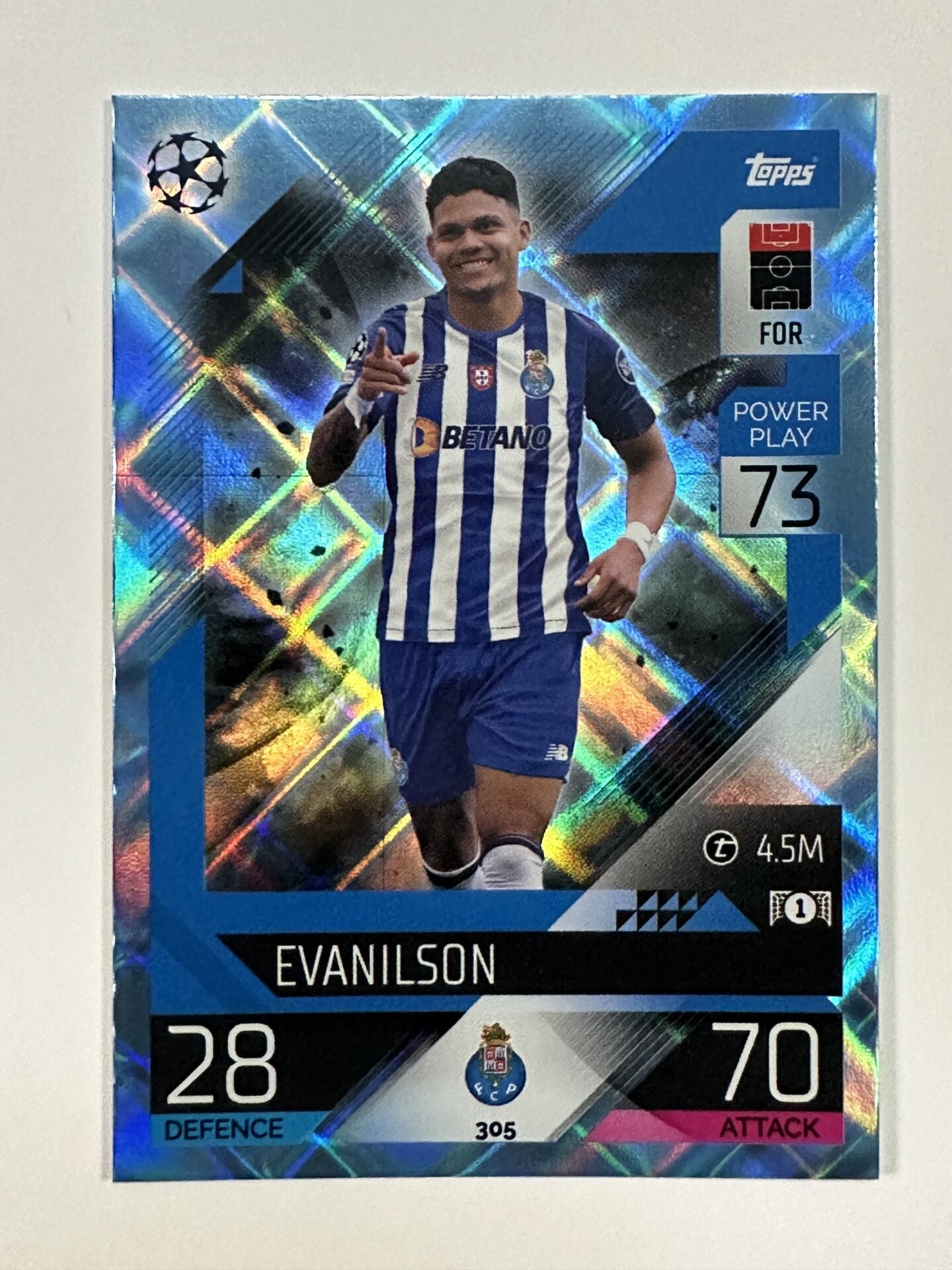 305 Evanilson Base Crystal Foil Parallel (Porto) Topps Match Attax 2022:2023 Card