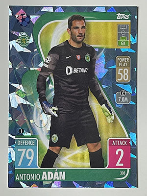 308.-Antonio-Adan-Crystal-Foil-Parallel-Sporting-Clube-Match-Attax-2021-22-Topps-Football-Card