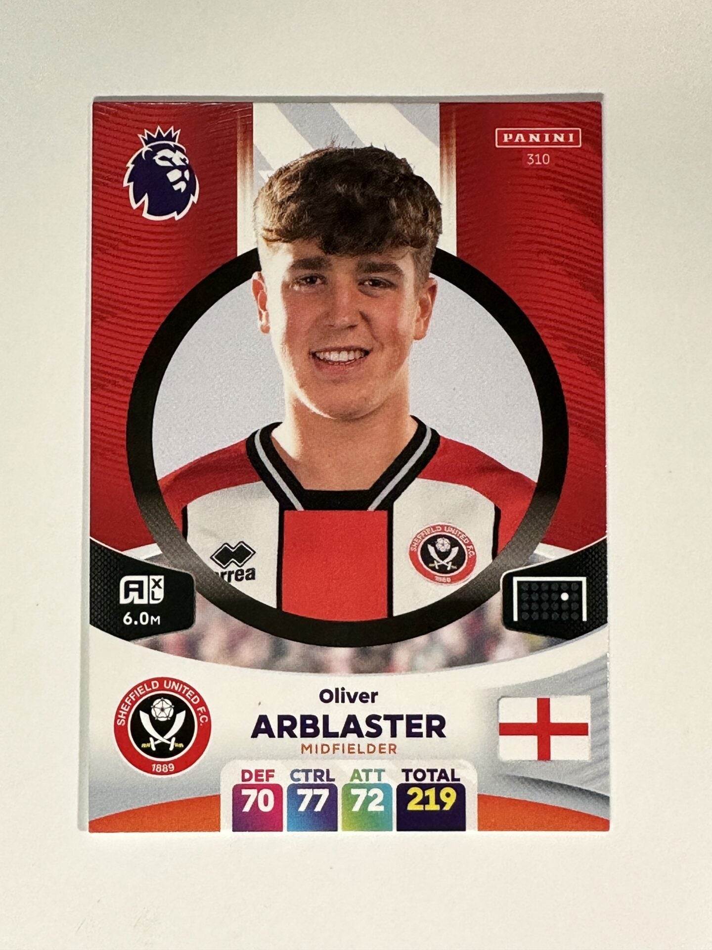 310 Oliver Arblaster Sheffield United Base Panini Premier League Adrenalyn XL 2024 Card