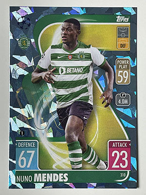 310.-Nuno-Mendes-Crystal-Foil-Parallel-Sporting-Clube-Match-Attax-2021-22-Topps-Football-Card