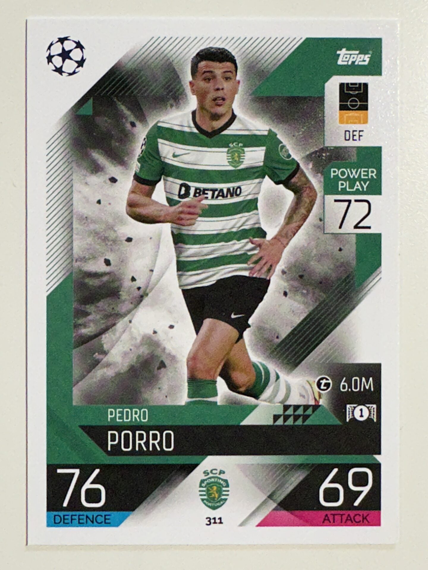 311. Pedro Porro (Sporting CP) &#8211; Topps Match Attax 2022:2023 card