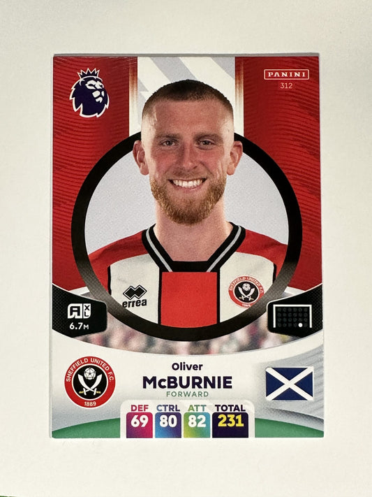 312 Oliver McBurnie Sheffield United Base Panini Premier League Adrenalyn XL 2024 Card