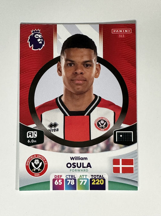 313 William Osula Sheffield United Base Panini Premier League Adrenalyn XL 2024 Card