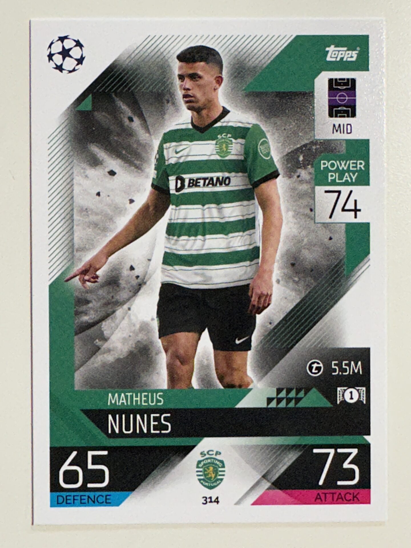 314. Matheus Nunes (Sporting CP) &#8211; Topps Match Attax 2022:2023 card