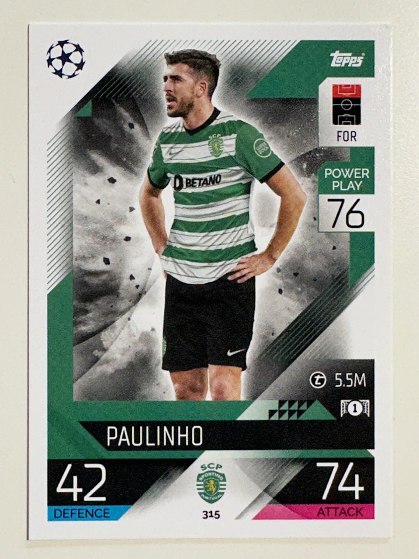 315. Paulinho (Sporting CP) &#8211; Topps Match Attax 2022:2023 card