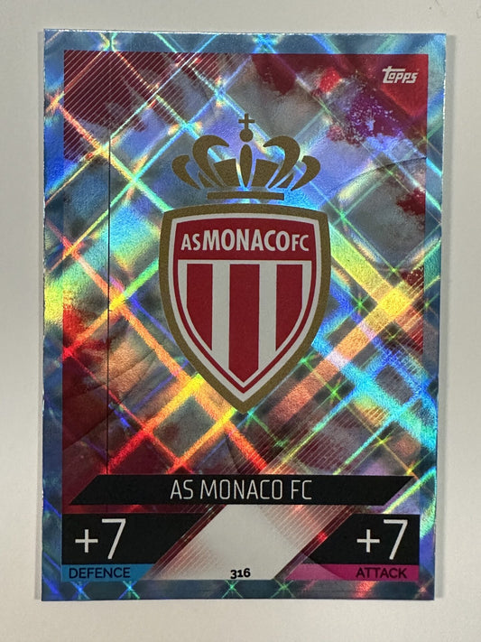 316 Team Badge Crystal Foil Parallel (AS Monaco) Topps Match Attax 2022:2023 Card