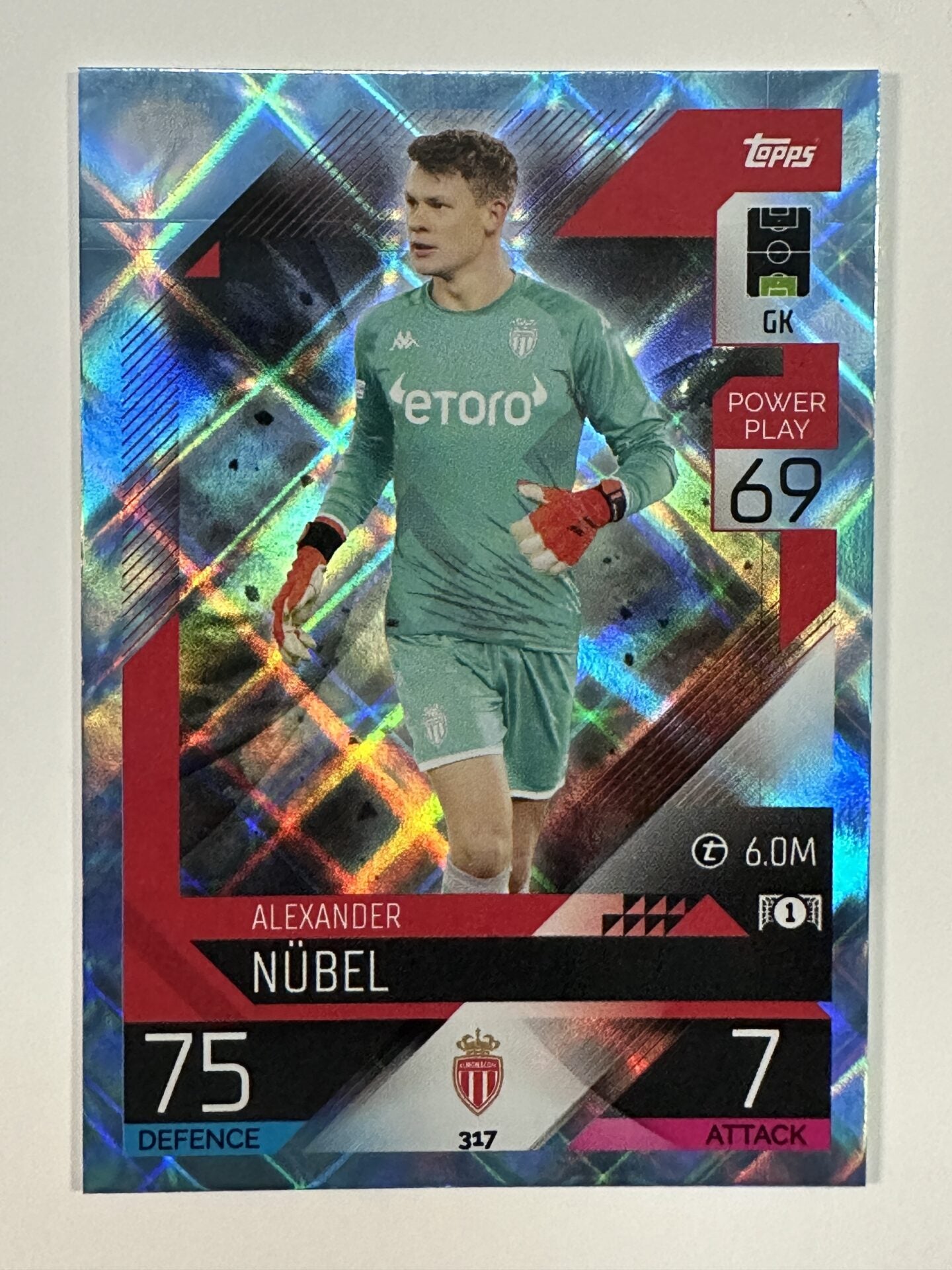 317 Alexander Nübel Base Crystal Foil Parallel (AS Monaco) Topps Match Attax 2022:2023 Card